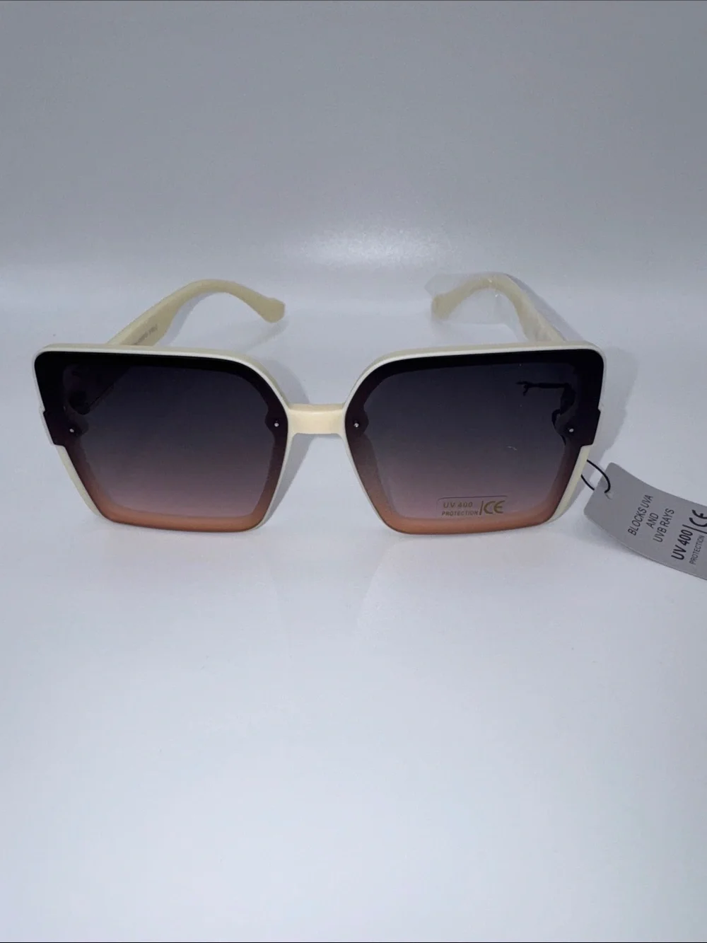 Cream Frame Gradient Brown Lens Women's Sunglasses